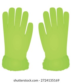 Guantes verdes de invierno. Ilustración vectorial	