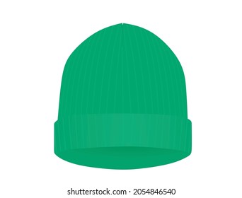 Green Winter Hat. Vector Illustration