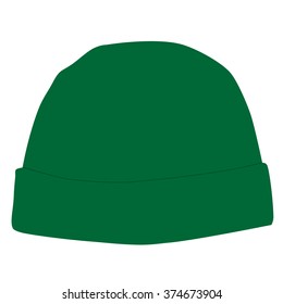 Green winter hat vector isolated on white, snowboarding hat