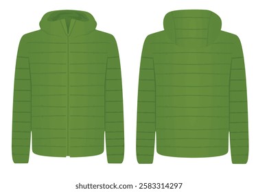 Green  winter jacket. vector illustration