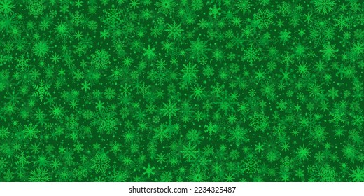 Green winter pattern with snowflakes. Christmas background. Vector illustration