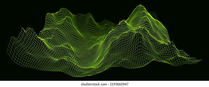 Green Wireframe Landscape Wire Depth Field Stock Vector (Royalty Free ...