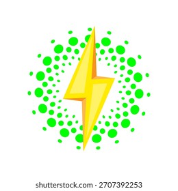 Grüne drahtlose Aufladung Symbol Glühende Symbole mit Blitzschlag