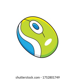 Green wireless computer mouse isolated cartoon vector