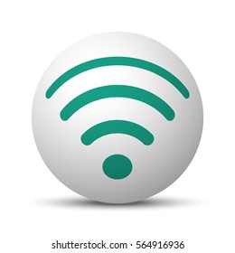 Green Wireless icon on white sphere