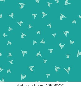 Green Witch hat icon isolated seamless pattern on green background. Happy Halloween party.  Vector Illustration