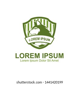 Green Wolf Shield Emblem Logo Template. Can be used for Soccer team logo or Sport Team Logo and etc.