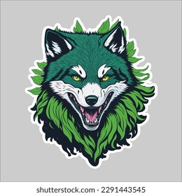 Green Wolf Sticker in Vector