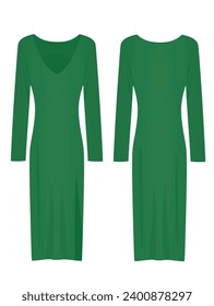Green woman dress. vector illustration