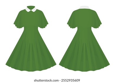 Green  woman dress. vector illustration