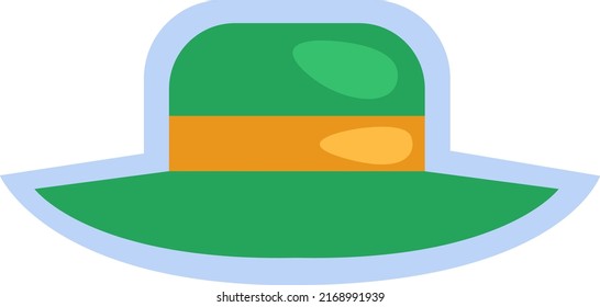 Green woman hat, illustration, vector on a white background.