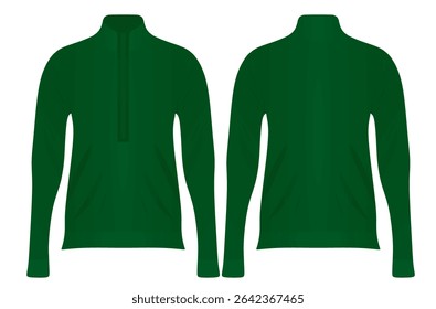 Green woman long neck t shirt. vector	