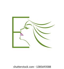Green Woman Salon Initial E Logo