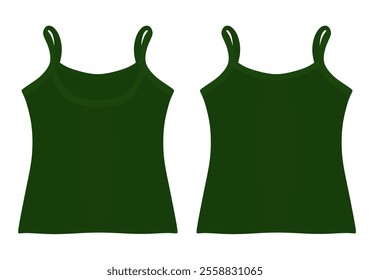 Green woman sleeveless t shirt. vector illustration