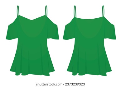 Green woman stripe t shirt. vector