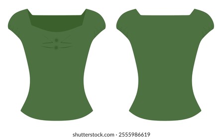 Green  woman t shirt. vector