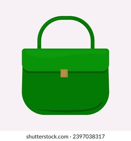Green women handbag isolated on white. Vector illsutration
