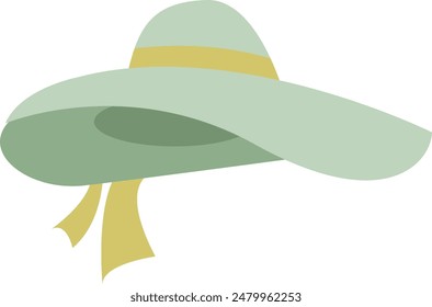 Green women summer hat vector illustration. Cartoon hat isolated on white background.