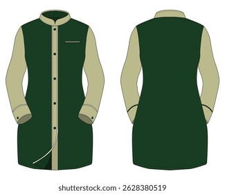 Green women's corporate uniform, vector illustration