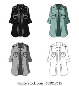 Green Women's jacket with buttons and short sleeves. Casual wear for the stylish woman.Women clothing single icon in cartoon style vector symbol stock illustration.