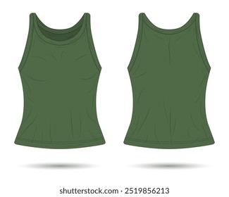 Green mulheres's tanque top mockup frente e vista traseira