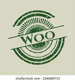 Green Woo distress grunge style stamp