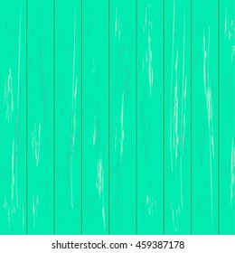 Green wood texture background, old worn boards. Vector vintage illustration