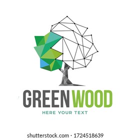 green wood vector edge logo.