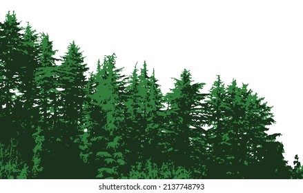 Green wood woodland forest isolated on white background