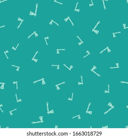 Icono del hacha verde de madera aislada sin fisuras en el fondo verde. Cera de leñador. Ilustración vectorial