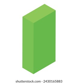 Green wooden block icon isometric vector. Children construction. Happy character