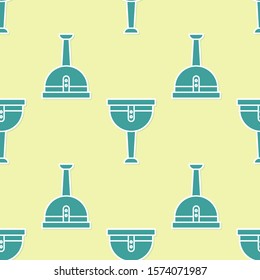 Green Wooden pirate leg icon isolated seamless pattern on yellow background.  Vector Illustration