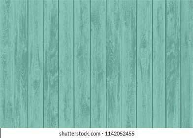 Green wooden table panels. Old background of the timber. Stock vector illustration.