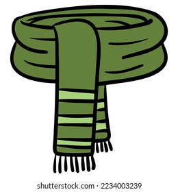 grüner Wollschal. Vektorgrafik einzeln auf Weiß.