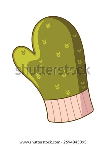 Green woolen mitten winter garment