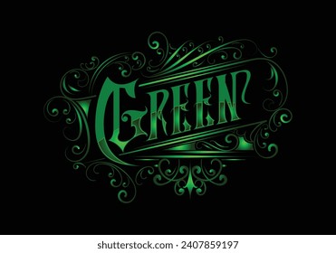 GREEN word lettering custom template design