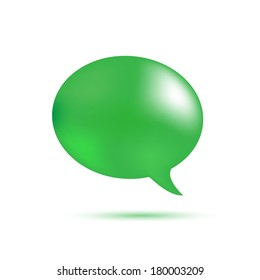 Green word speech on white background