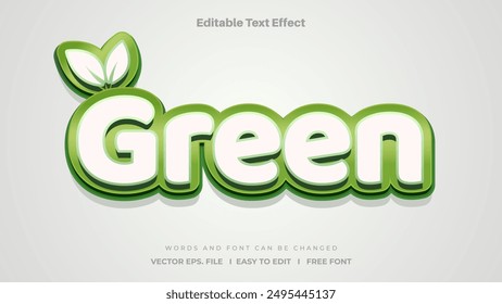 Green words editable text effect style