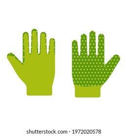 Green work gloves with palm protection. Hand protection in the garden, other works. Gardening concept