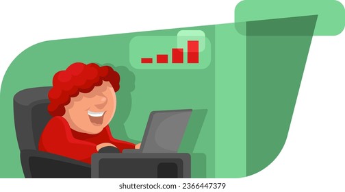 Green workspace office, illustration, vector on a white background.