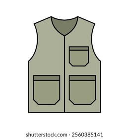 Green Workwear Vest, A green vest with flap pockets, suitable for work environments or field tasks.