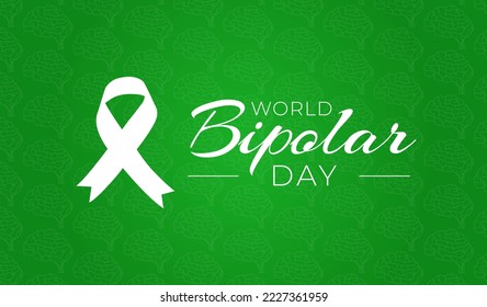 Green World Bipolar Day Background Illustration with White Ribbon