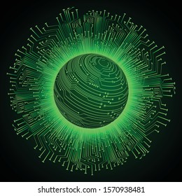 green world cyber circuit future technology concept background
