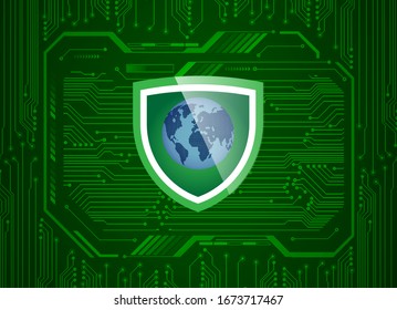 fondo del concepto de tecnología futura del circuito cibernético del mundo verde