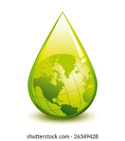 Green world in a droplet vector illustration