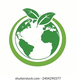 green world with eco friendly concept of young stem plant.
