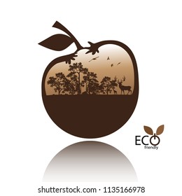 Green world. Ecology connection concept background. Vector info graphic illustration.