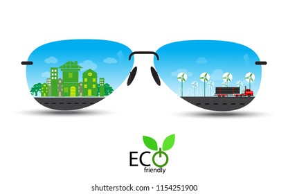 Green world. Ecology connection concept background. Vector info graphic illustration.