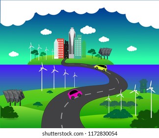 Green world. Ecology connection concept background. Vector info graphic illustration, banner and poster, vector art and illustration. Save the world with ecology and environment conservation concept. 