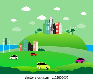 Green world. Ecology connection concept background. Vector info graphic illustration, banner and poster, vector art and illustration. Save the world with ecology and environment conservation concept. 